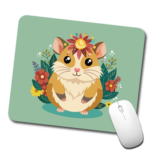 Hamster Floral Flowers Low Profile Mouse Pad Mat