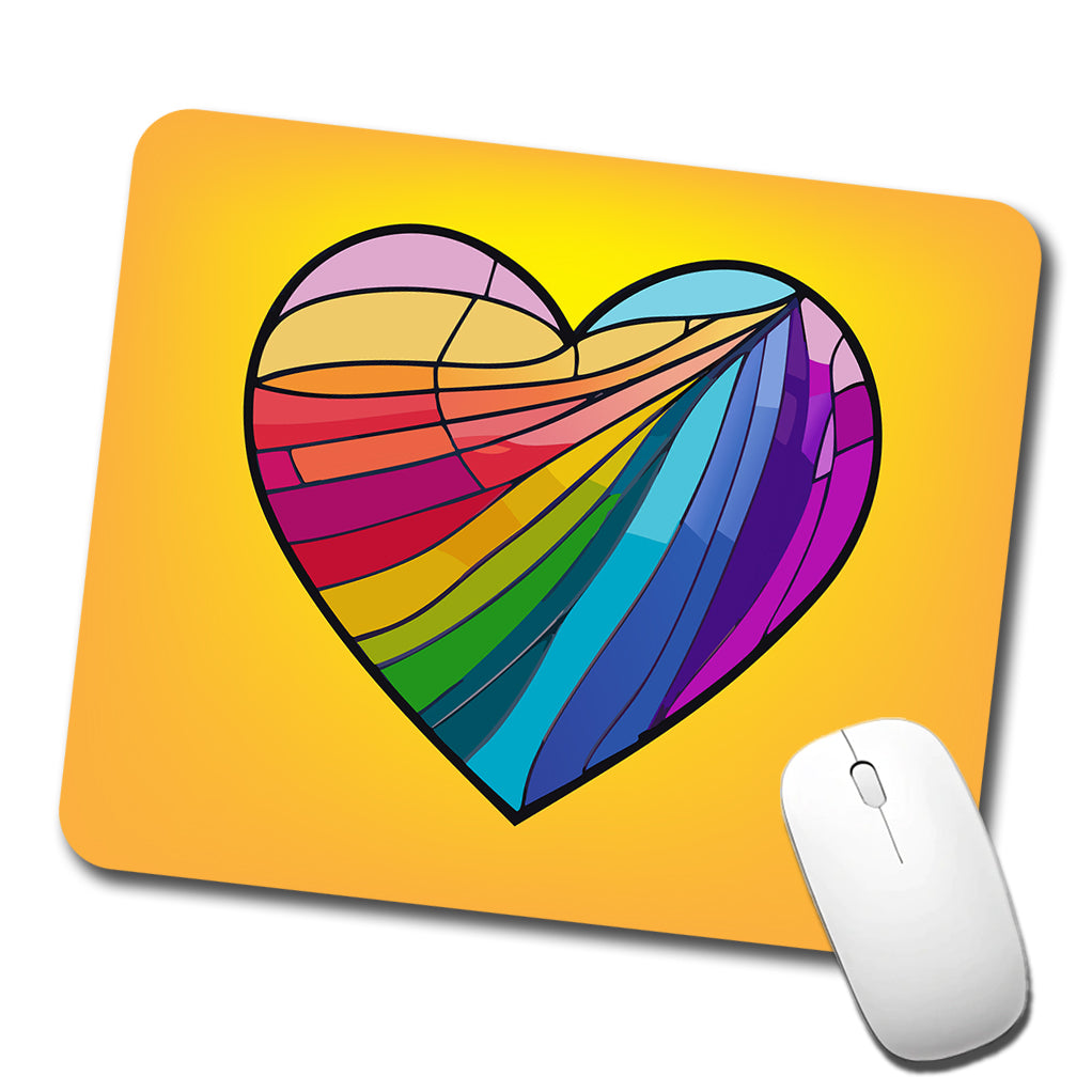 Heart Rainbow Stained Glass Love LGBTQ Low Profile Mouse Pad Mat