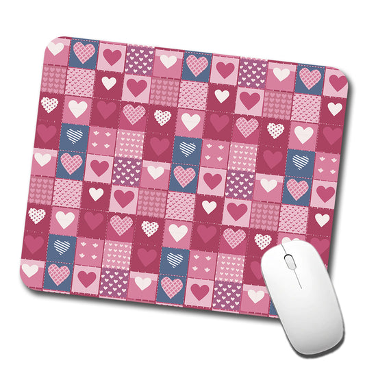 Hearts Quilt Valentines Day Anniversary Love Wedding Pattern Low Profile Mouse Pad Mat