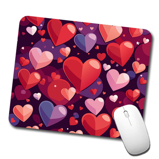 Hearts Scattered Love Valentines Anniversary Wedding Low Profile Mouse Pad Mat