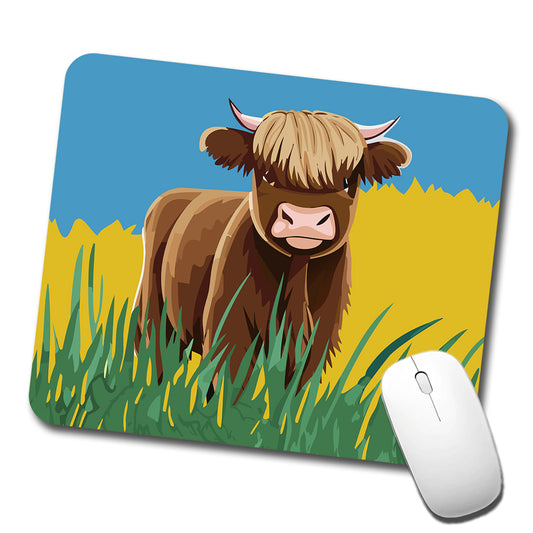 Highland Cow Scruffy Low Profile Mouse Pad Mat