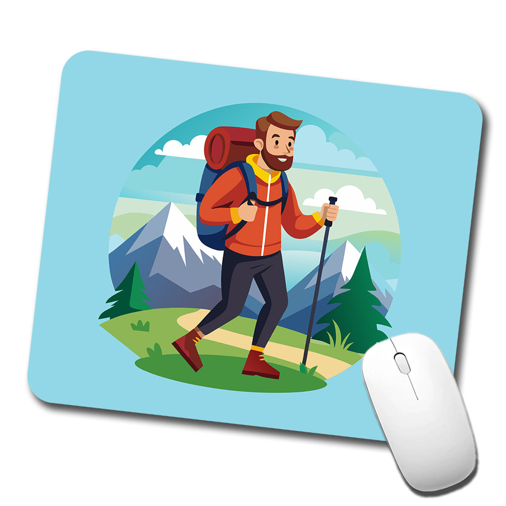 Hiker Hiking Backpacking Man Low Profile Mouse Pad Mat