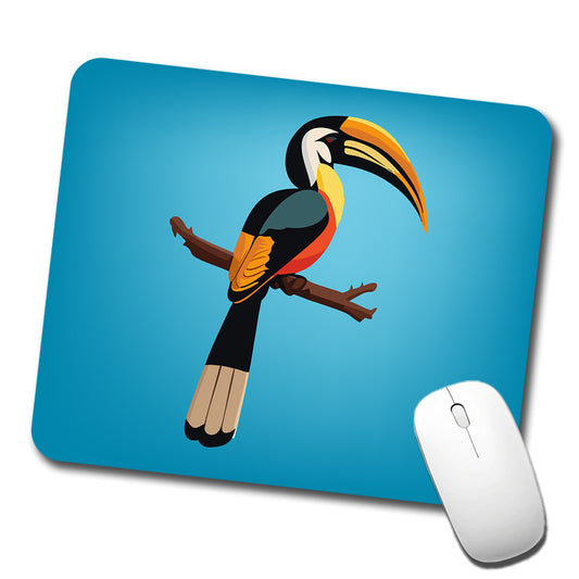 Hornbill Bird on Branch Low Profile Mouse Pad Mat