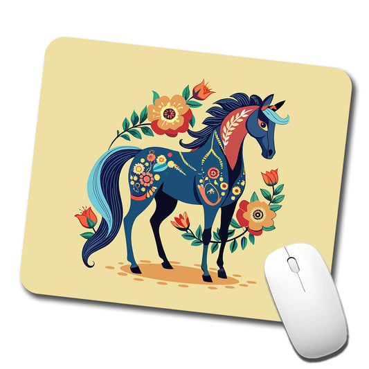 Horse Floral Flowers Cottagecore Country Western Low Profile Mouse Pad Mat