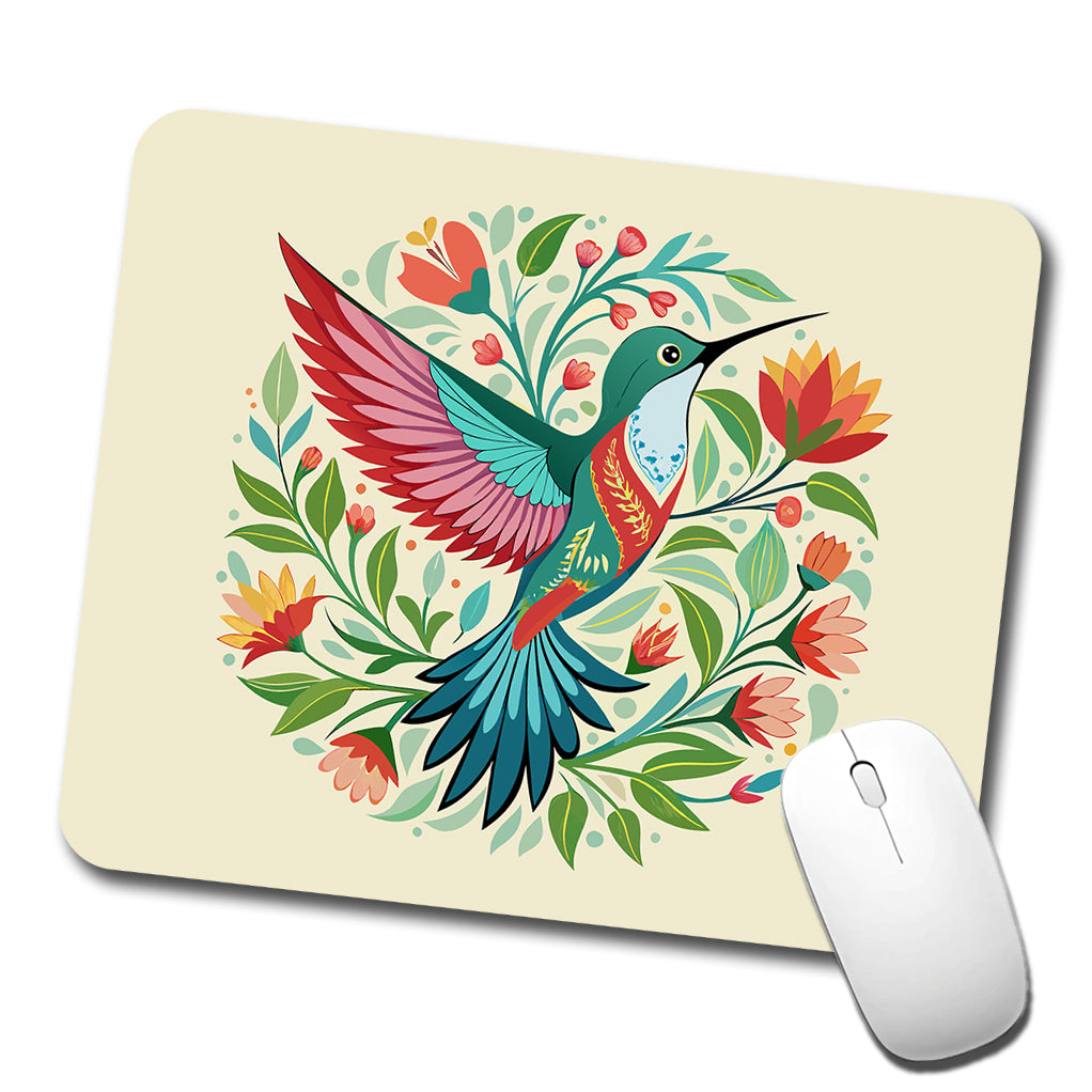 Hummingbird Floral Flowers Low Profile Mouse Pad Mat