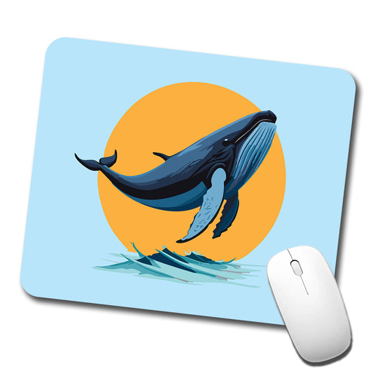 Humpback Whale Jumping Out of Water Low Profile Mouse Pad Mat
