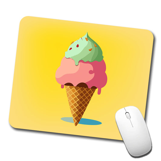 Ice Cream Cone Two Scoops Low Profile Mouse Pad Mat