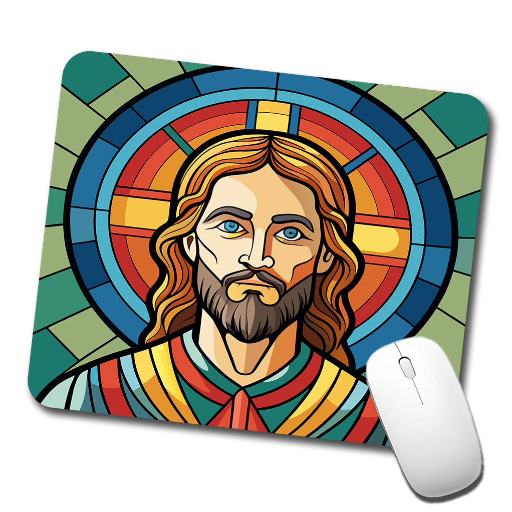 Jesus Stained Glass Christian Religious Catholic Low Profile Mouse Pad Mat