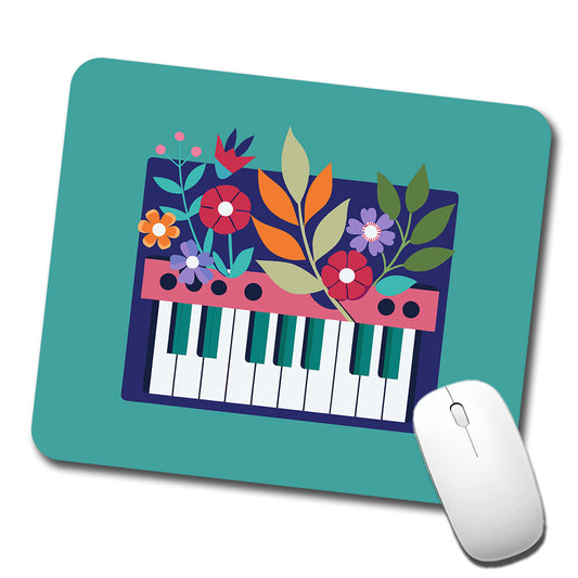 Keyboard Piano Music Floral Motif Low Profile Mouse Pad Mat