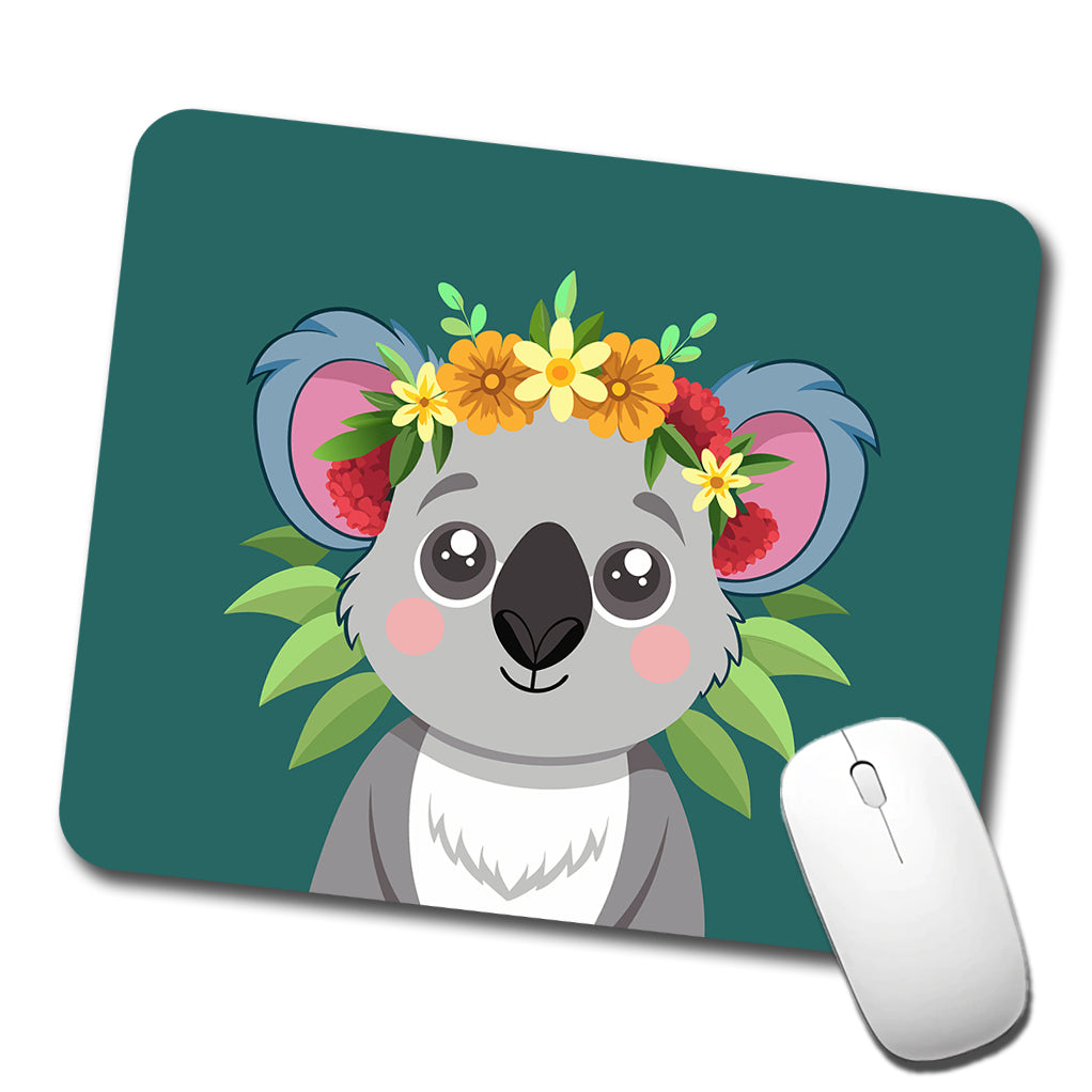 Koala Head Floral Flowers Low Profile Mouse Pad Mat
