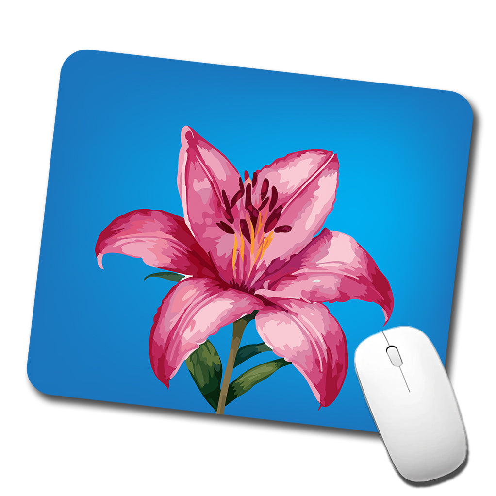 Lily Pink Flower Low Profile Mouse Pad Mat