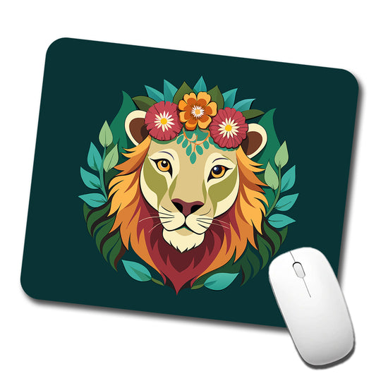 Lion Head Floral Flowers Low Profile Mouse Pad Mat