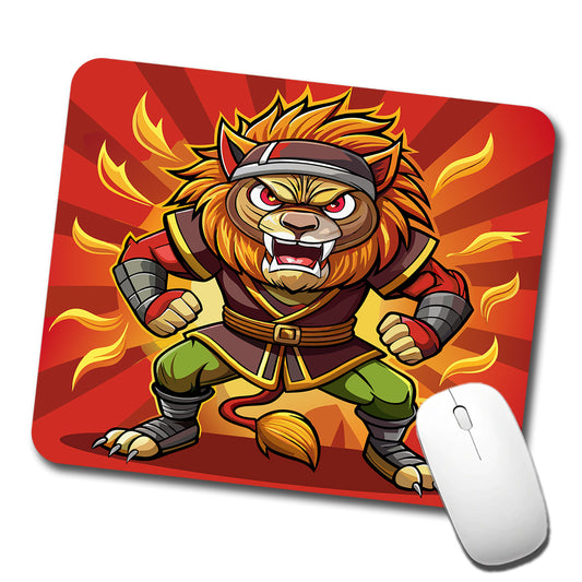 Lion Ninja Fighting Warrior Low Profile Mouse Pad Mat