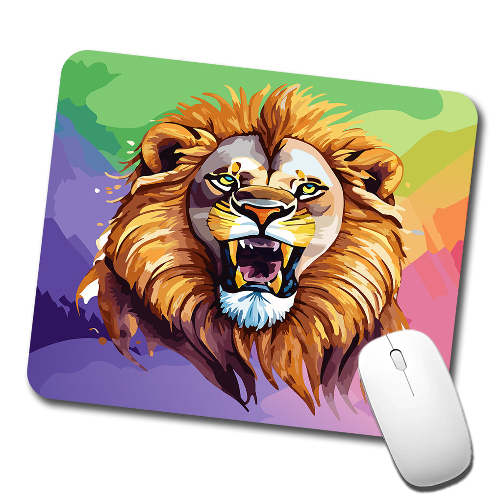 Lion Roaring Male Watercolor Low Profile Mouse Pad Mat