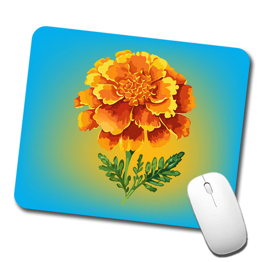 Marigold Flower Watercolor Orange Low Profile Mouse Pad Mat