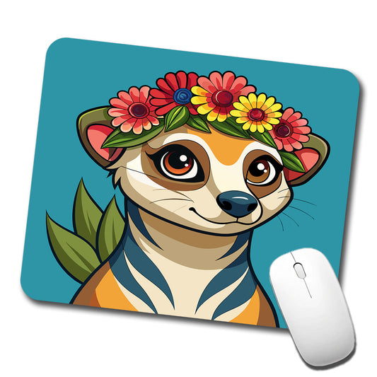 Meerkat Floral Flowers Low Profile Mouse Pad Mat