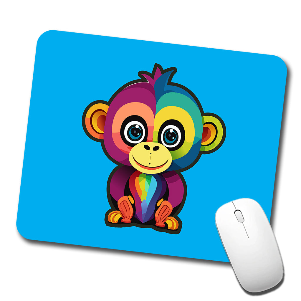 Monkey Colorful Rainbow Low Profile Mouse Pad Mat