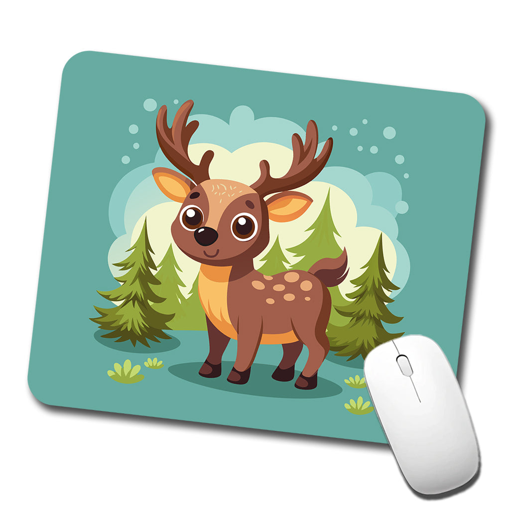 Moose Cute in Forest Low Profile Mouse Pad Mat