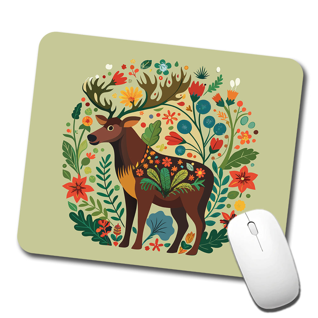 Moose Floral Flowers Low Profile Mouse Pad Mat