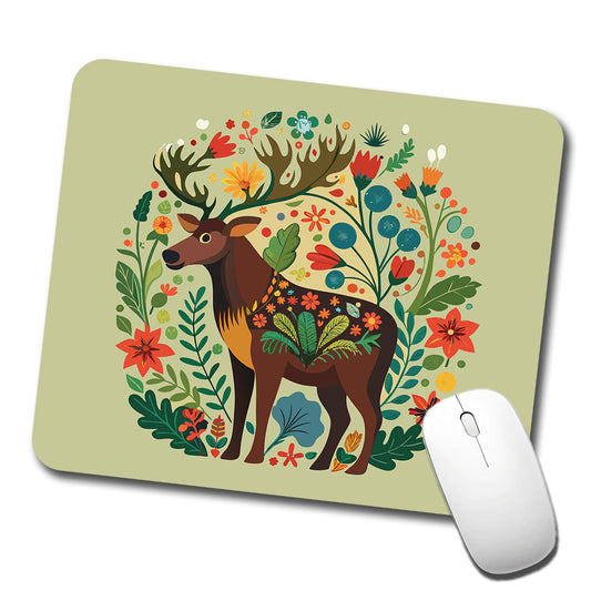 Moose Floral Flowers Low Profile Mouse Pad Mat