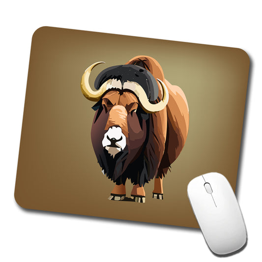 Muskox Musk Ox Shaggy Arctic Animal Low Profile Mouse Pad Mat