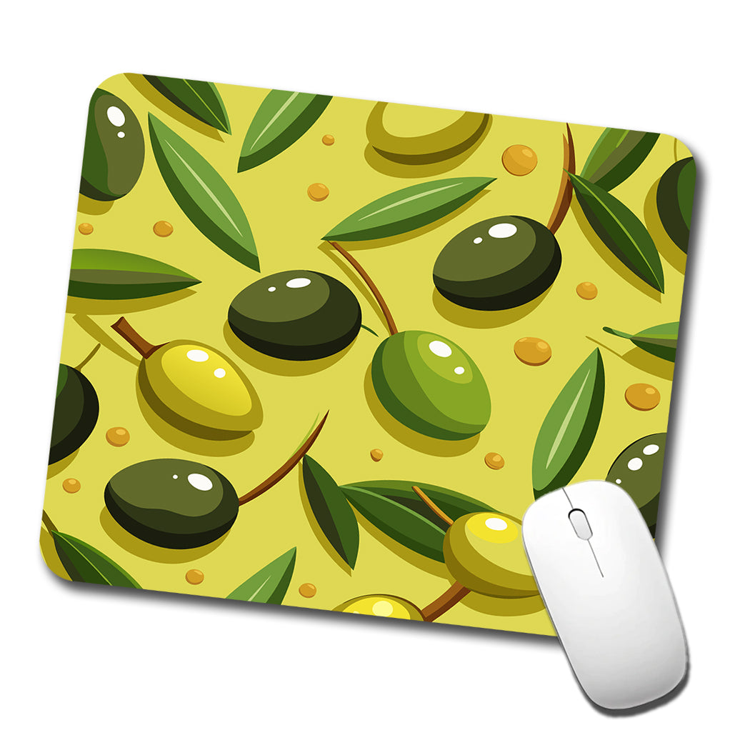 Olives Scattered Pattern Low Profile Mouse Pad Mat