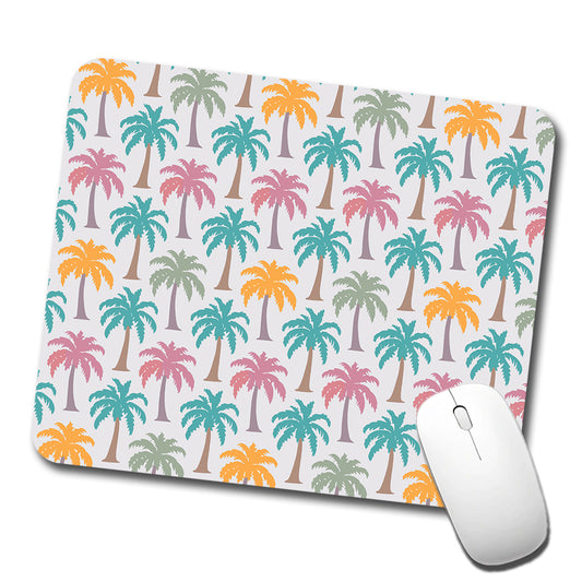 Palm Trees Tropical Pastel Pattern Low Profile Mouse Pad Mat