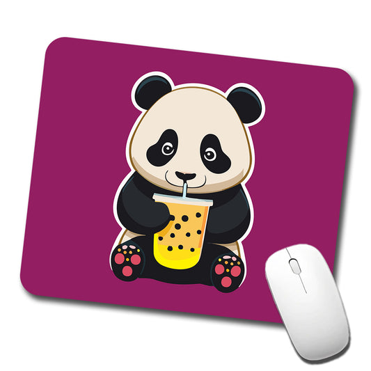 Panda Drinking Boba Bubble Tea Low Profile Mouse Pad Mat