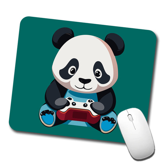 Panda Gaming Gamer Playing Video Game Low Profile Mouse Pad Mat
