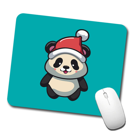 Panda Wearing Santa Hat Christmas Low Profile Mouse Pad Mat