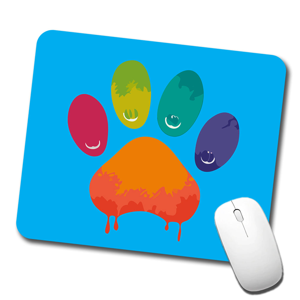 Paw Print Rainbow Dogs Cats Low Profile Mouse Pad Mat