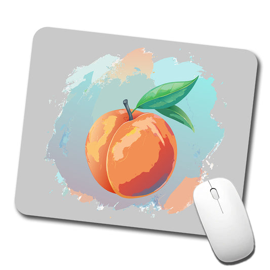 Peach Fruit Watercolor Low Profile Mouse Pad Mat