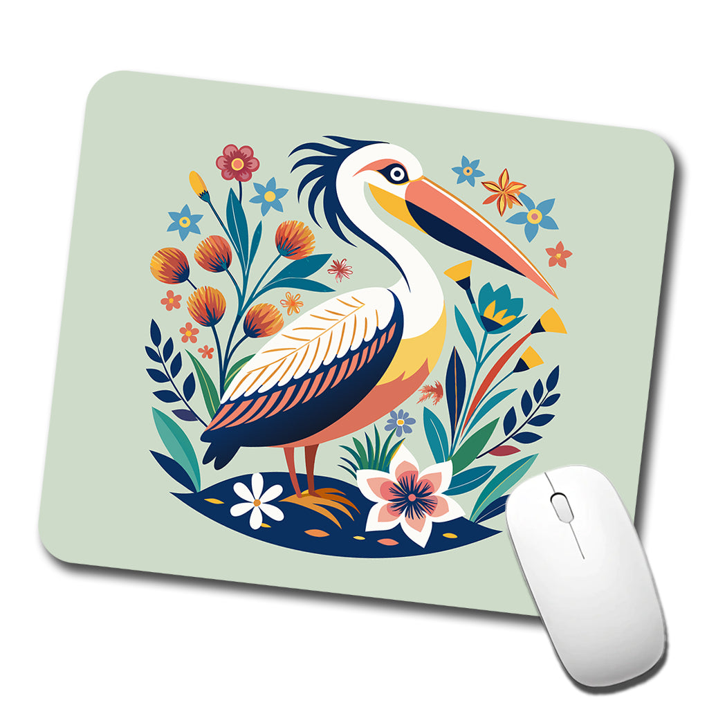 Pelican Bird Floral Flowers Low Profile Mouse Pad Mat