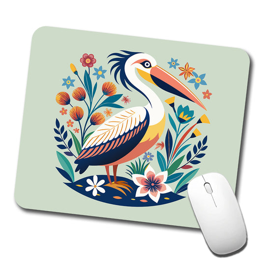Pelican Bird Floral Flowers Low Profile Mouse Pad Mat