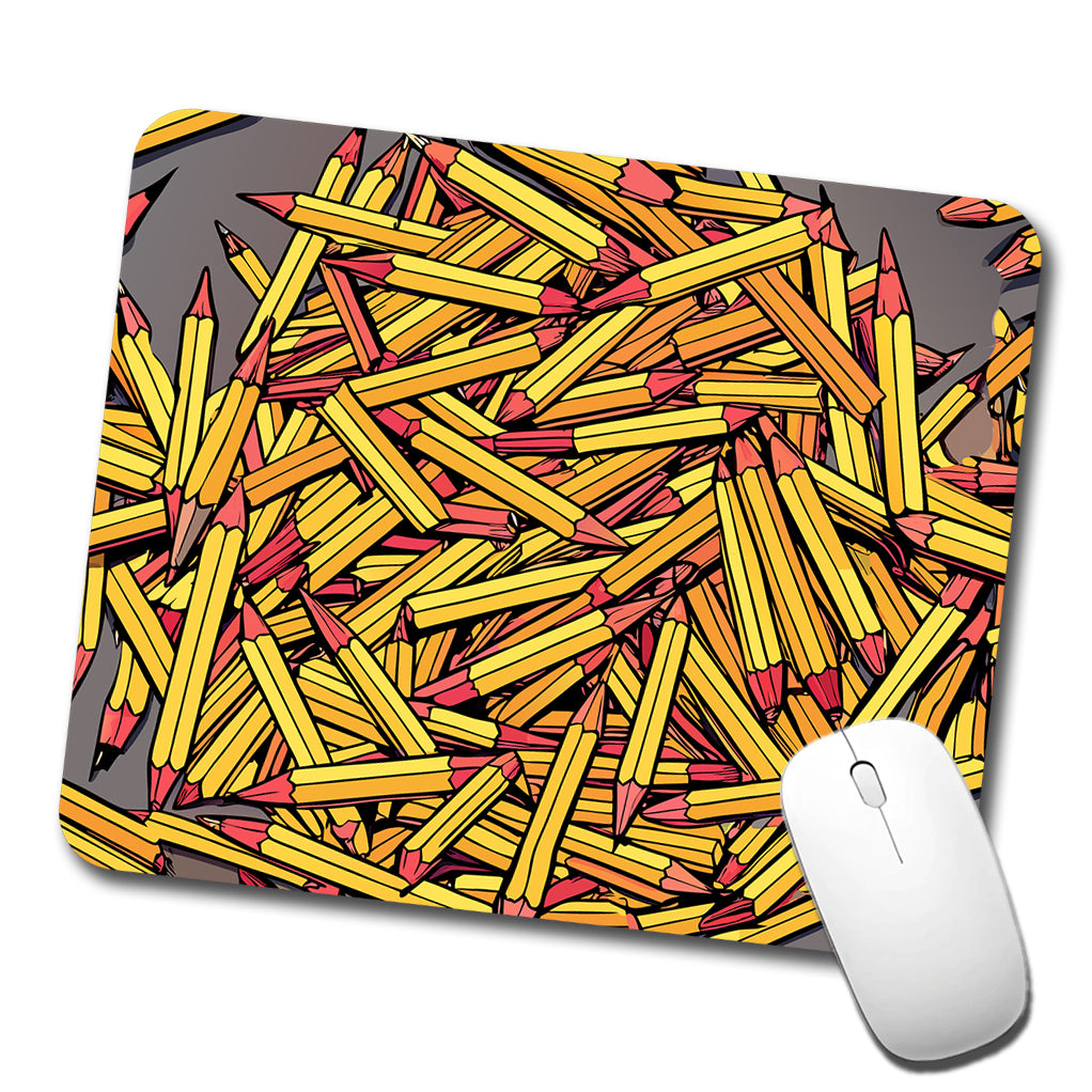 Pencils Piles School Teacher Pattern Low Profile Mouse Pad Mat
