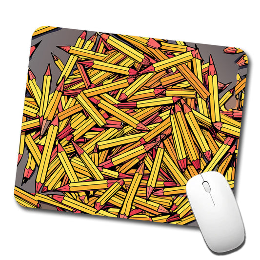 Pencils Piles School Teacher Pattern Low Profile Mouse Pad Mat