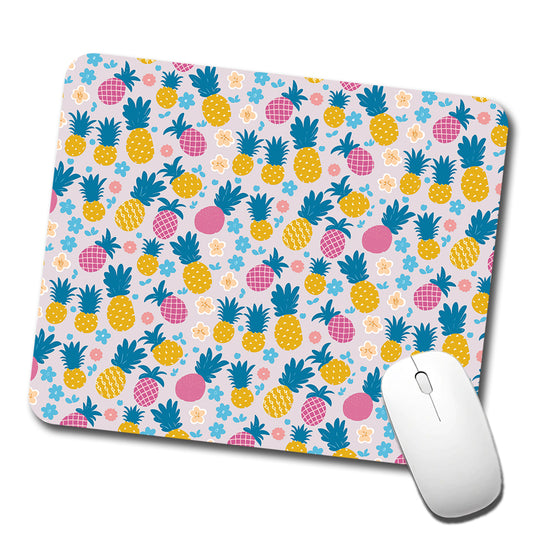 Pineapples Tropical Flowers Pattern Low Profile Mouse Pad Mat