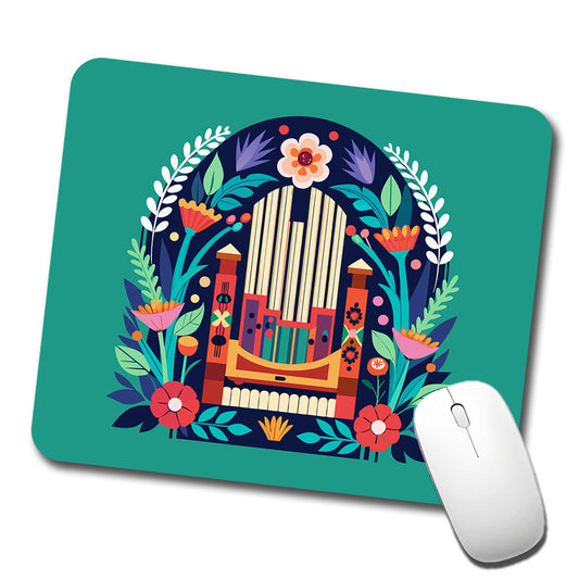Pipe Organ Music Floral Motif Low Profile Mouse Pad Mat