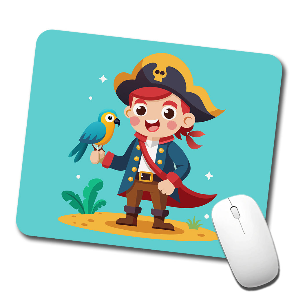 Pirate with Parrot Cute Low Profile Mouse Pad Mat