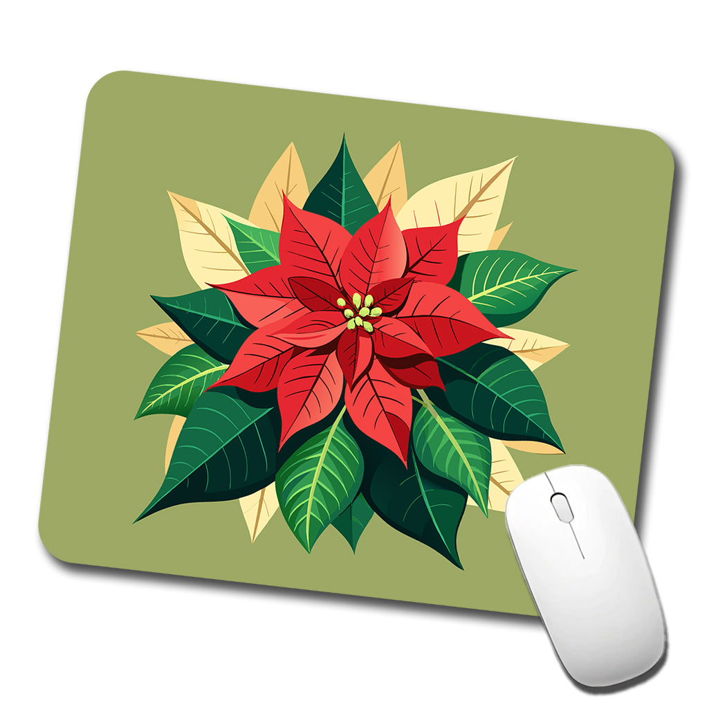 Poinsettia Plant Christmas Decoration Low Profile Mouse Pad Mat