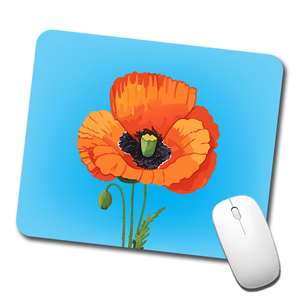 Poppy Flower Orange Low Profile Mouse Pad Mat