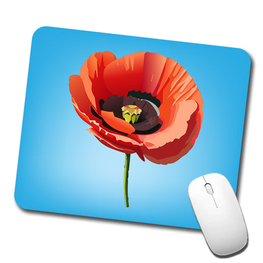 Poppy Flower Red Low Profile Mouse Pad Mat