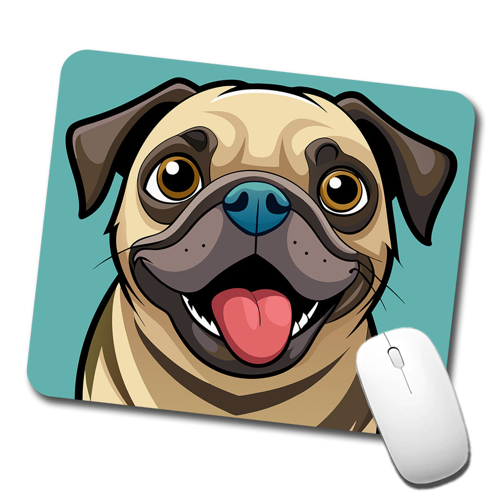 Pug Cute Sticking out Tongue Low Profile Mouse Pad Mat