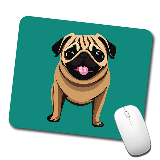 Pug Sticking Out Tongue Dog Low Profile Mouse Pad Mat