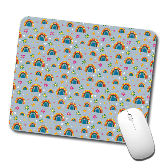Rainbows and Stars Pattern Low Profile Mouse Pad Mat