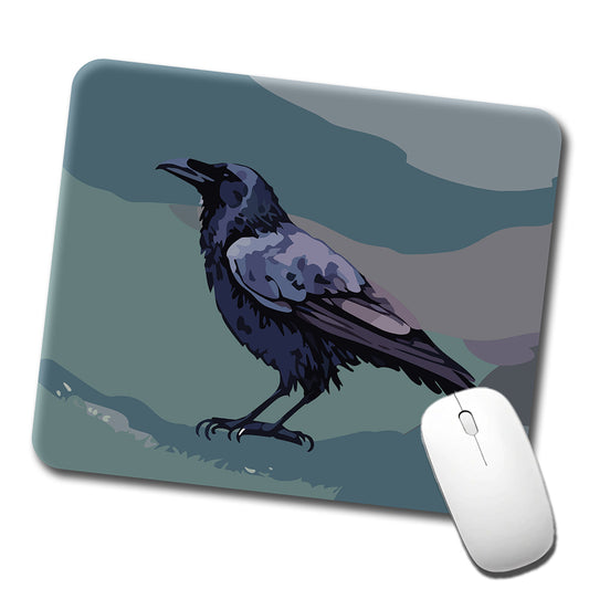 Raven Profile Bird Watercolor Low Profile Mouse Pad Mat
