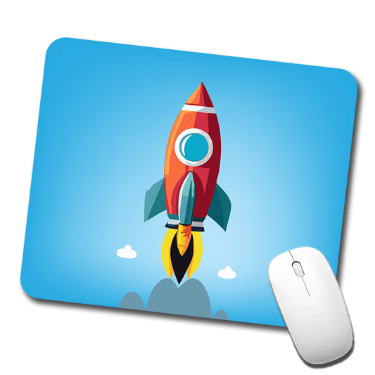 Rocket Ship Blasting Off Low Profile Mouse Pad Mat