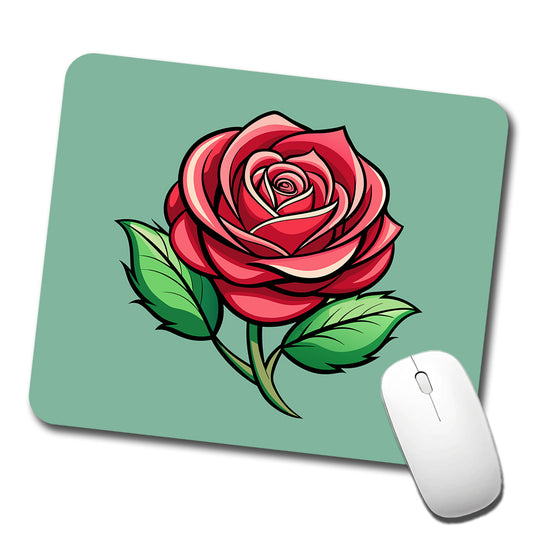 Rose Flower Bud Red Low Profile Mouse Pad Mat