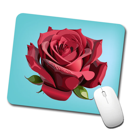 Rose Red Flower Low Profile Mouse Pad Mat