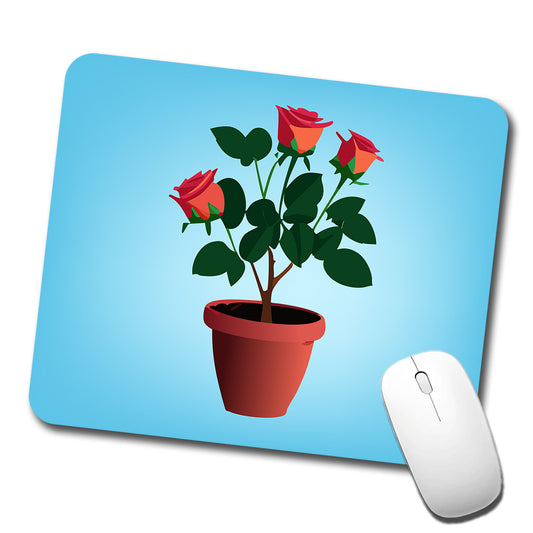 Rose Roses Bush in Pot Low Profile Mouse Pad Mat